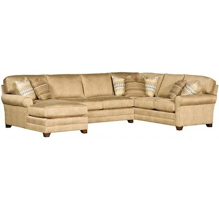 Transitional Sectional with Tapered Block Feet